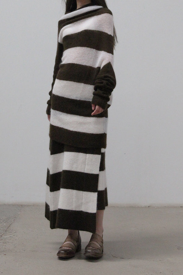 SWAYING/KNIT Mohair Striped Skirt SW212XZ01